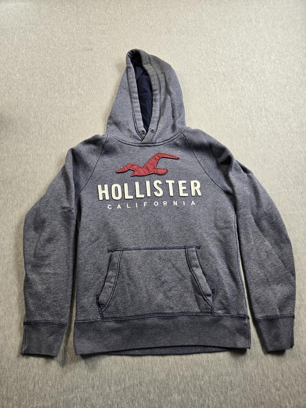 Hollister Hoodie Sweatshirt Mens Small Heather Blue HOLLISTER California Logo